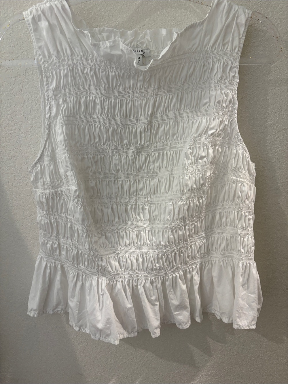 Modern White Smocked Peplum Tank Top - Women Free Assembly